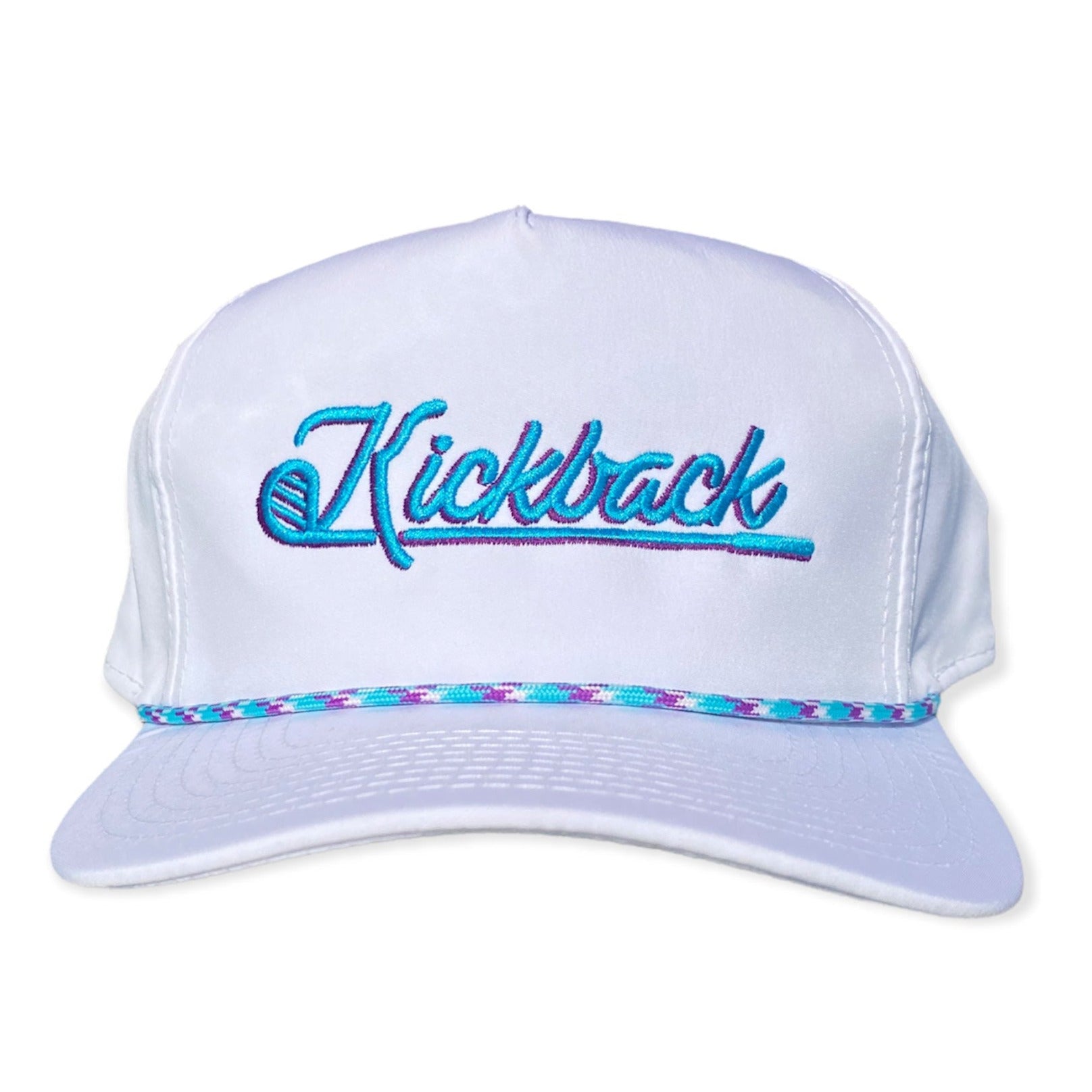 Go Fish(Fish Hook Ques Mark) White Emb. Royal Blue Hat Cap Strap buckle EUC  - Siprem